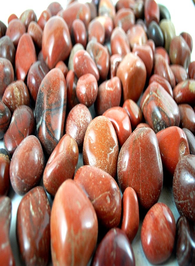 Schmick Red Jasper Pebbles Stones for Plants Pots, Fish Tank Aquarium, Fountain, Table Décor, Vase Fillers, Home/Garden Decor (2 Kg, Red Pebbles) - Image 1